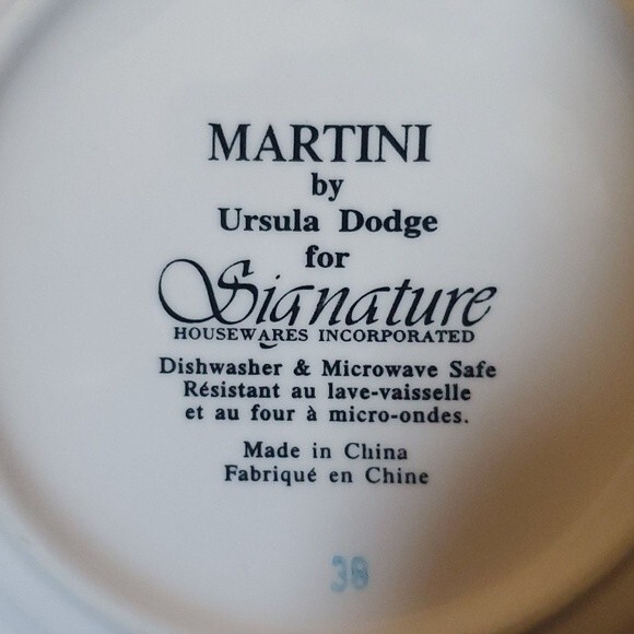 6 Signature Martini Appetizer Canape Plates 6 3/4" Ursula Dodge Porcelain - Picture 7 of 16